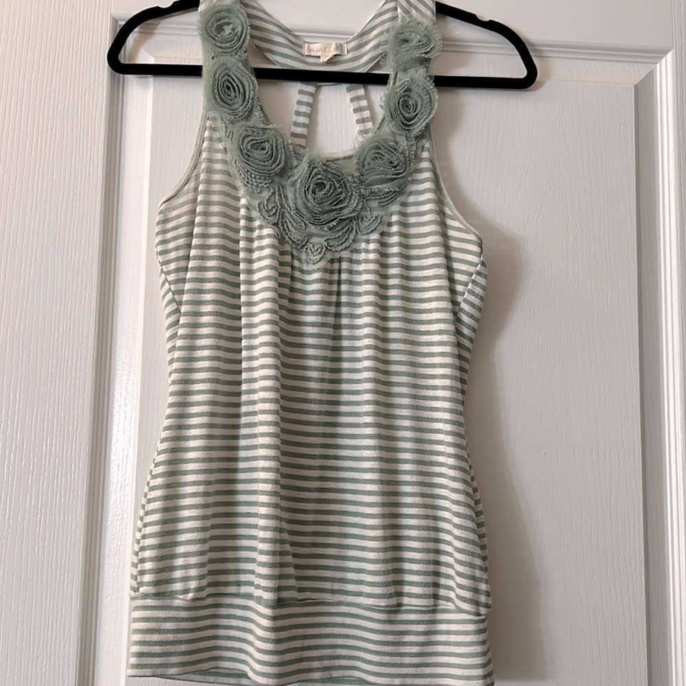 Sheer Feminine Boho Chic Cottagecore Sleeveless Green Top Size Large